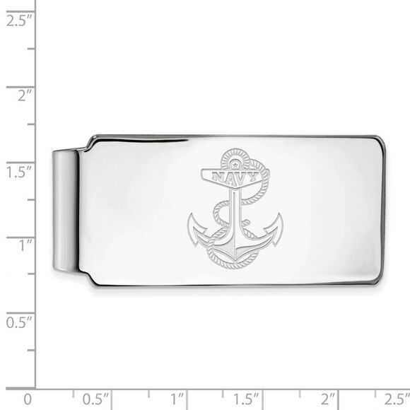 10k White Gold U.S. Navy Money Clip - Picture 2 of 3